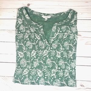 Green and White Lucky Brand Womens Blouse